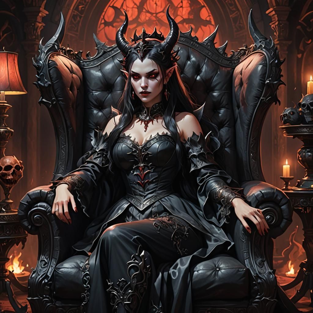 Beautiful Demonic Princess Lounging Realistically