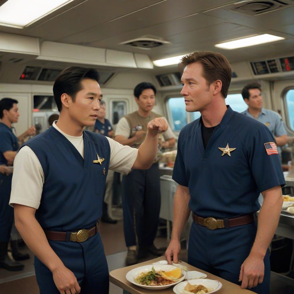 Starfleet Officers in Mess Hall, USS Voyager, 24th Century