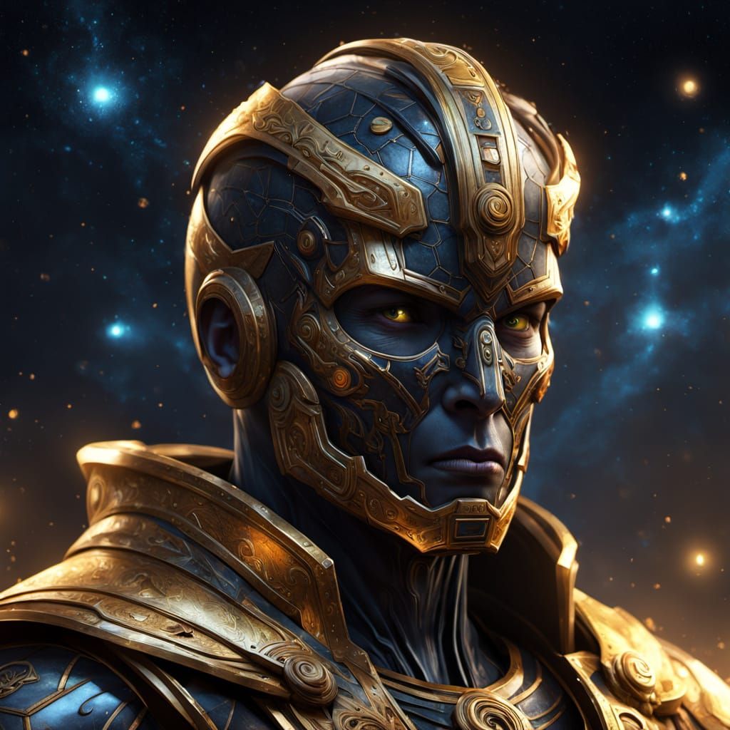 Ethereal Cosmic Warrior in Golden Glory