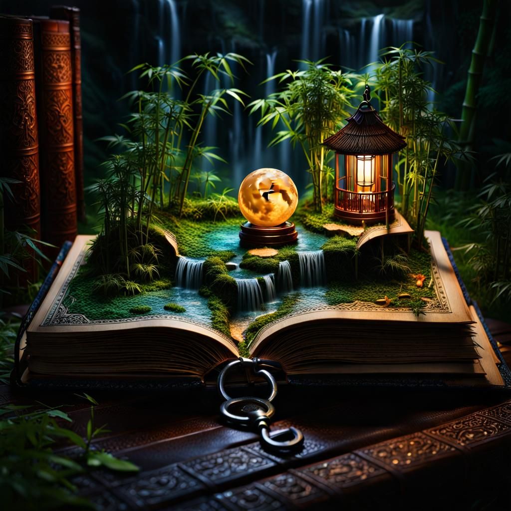 Detailed 3D Microcosm on Antique Book