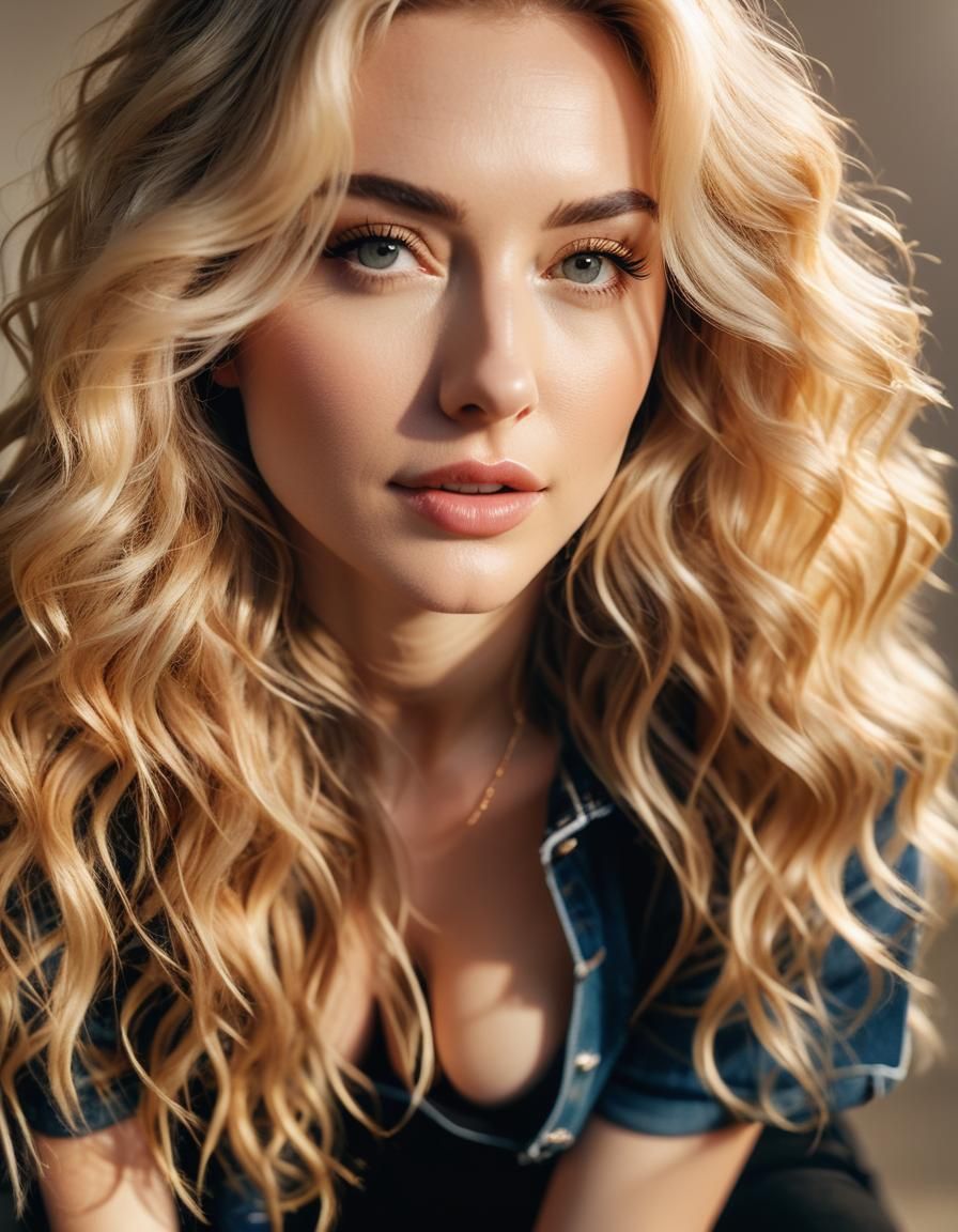Cinematic Portrait of a Blonde Woman in Jeans