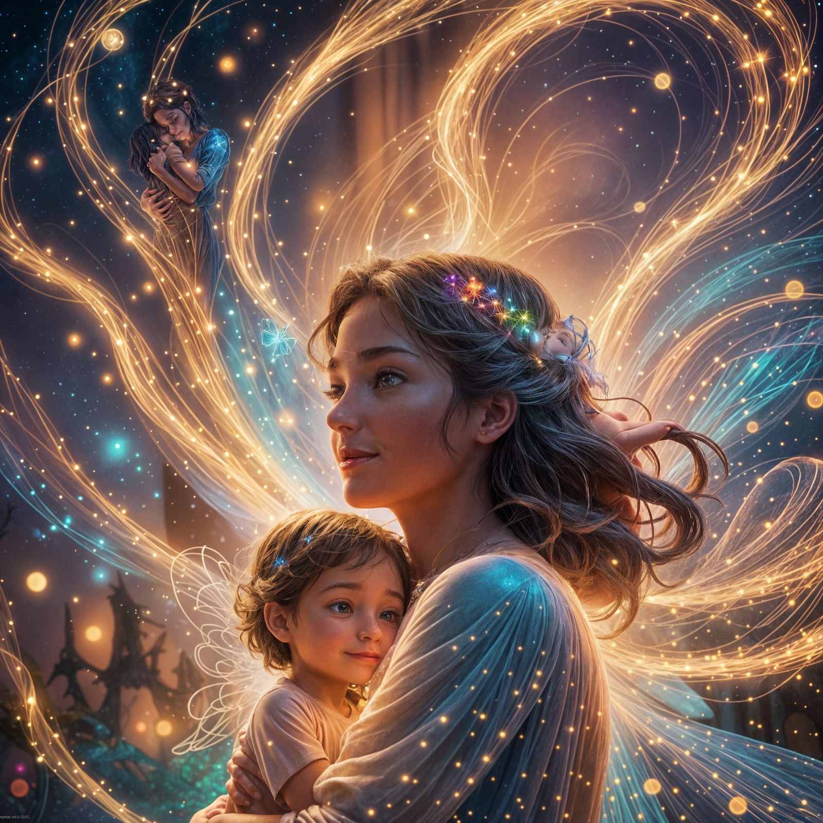 Magical Mother's Day Embrace: 3D Digital Art