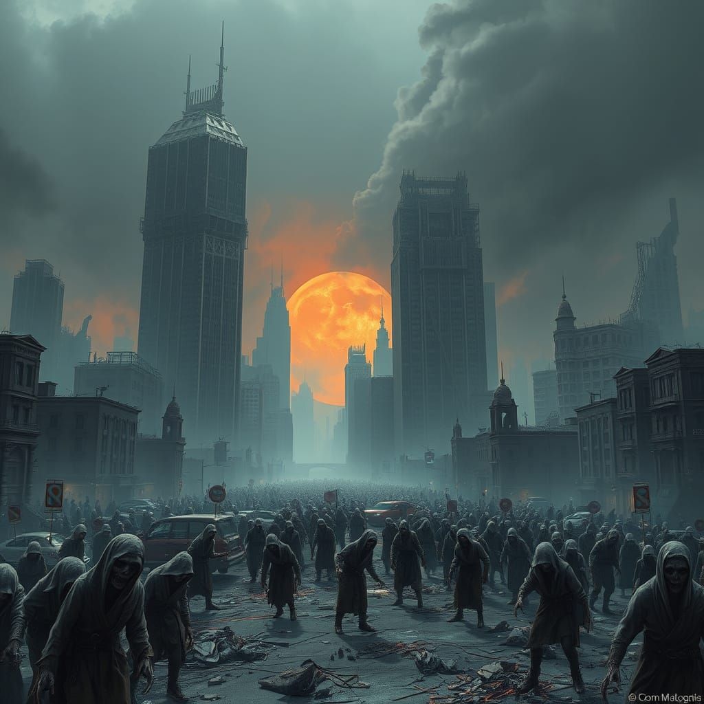 Undead Cityscape in Dark Fantasy Style