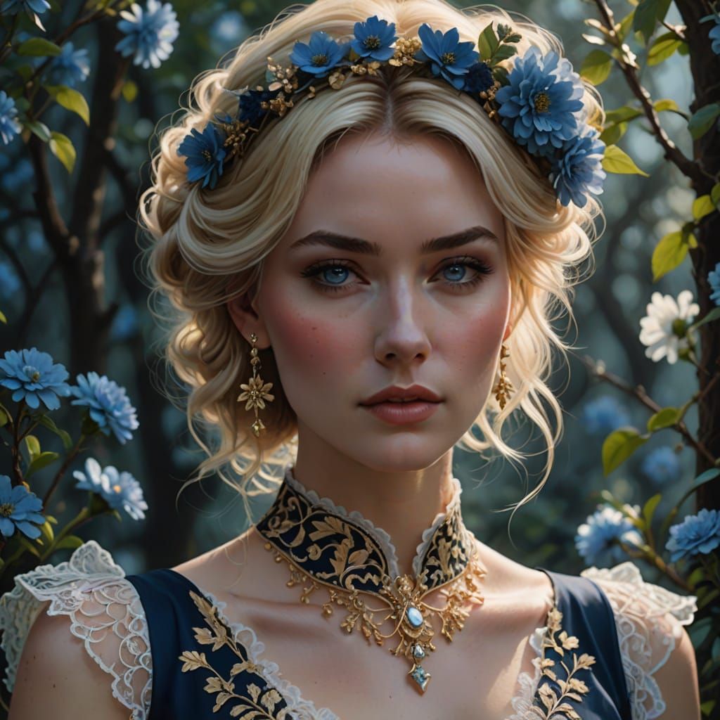 Ethereal Goddess in Cyberpunk Elegance