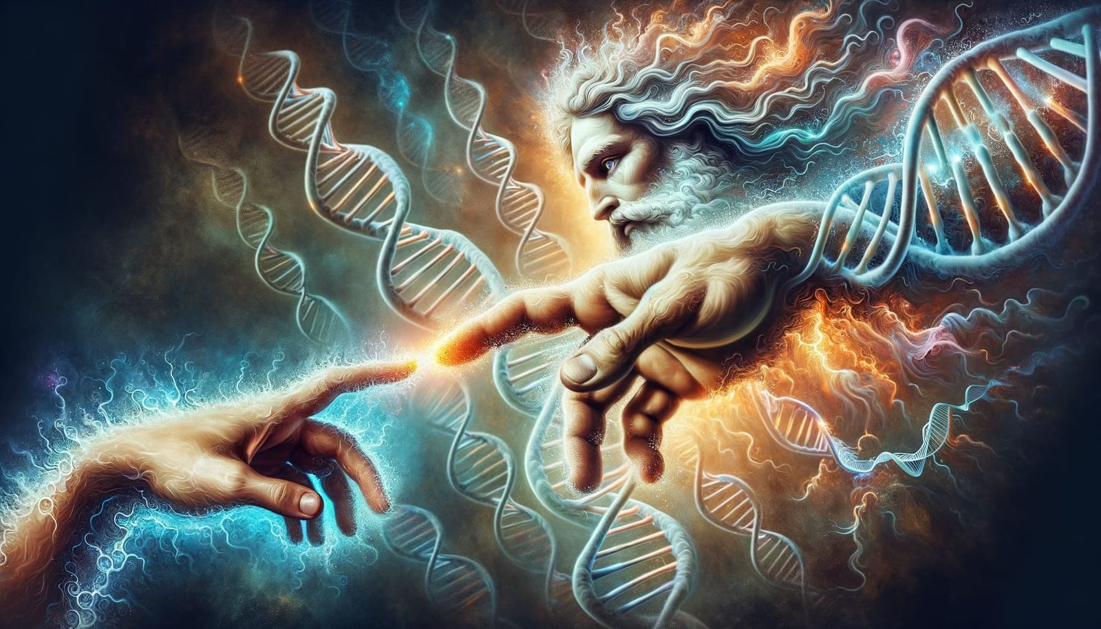 DNA God Transforms to Man Inspired by Sistine Chapel