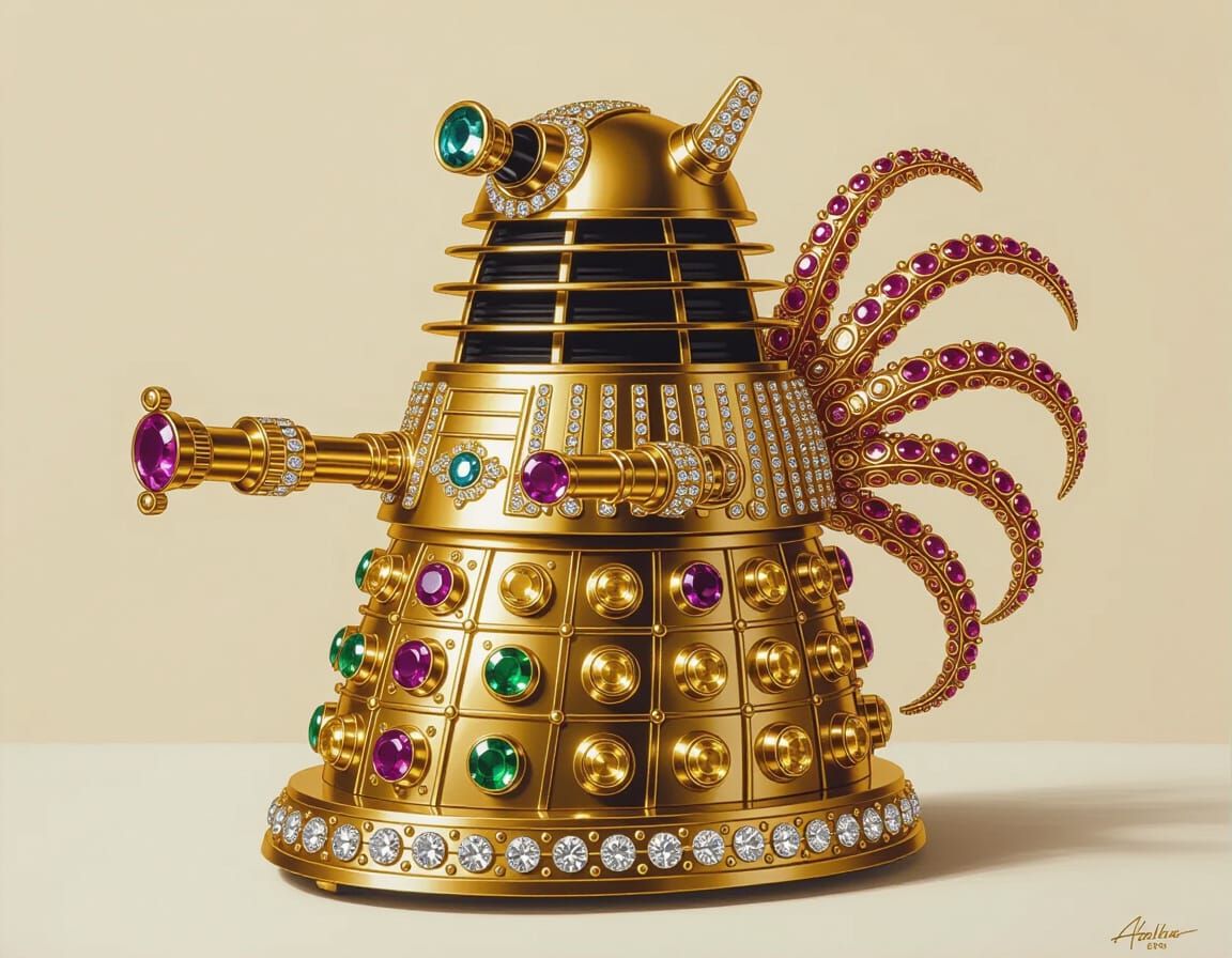 Jewel-Encrusted Faberge Dalek in Art Nouveau Style