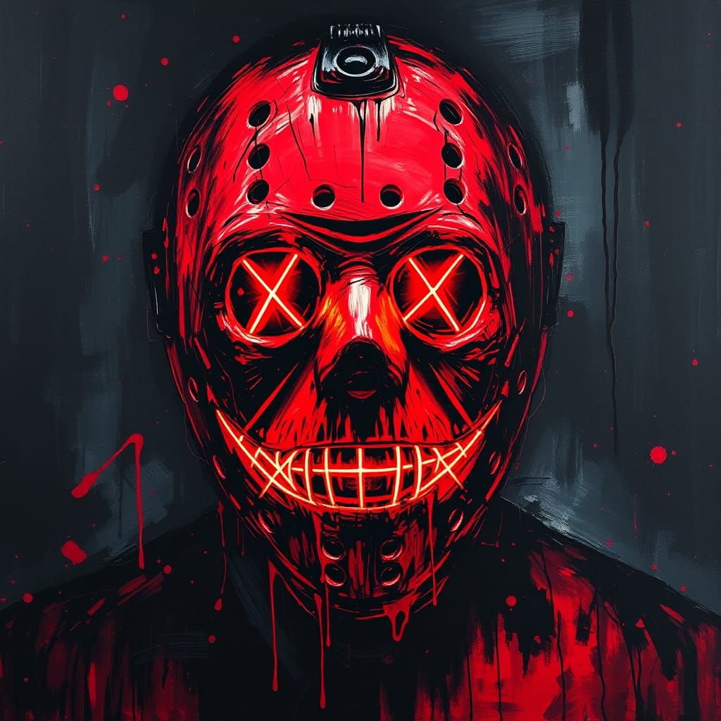 Grotesque Jason Voorhees with Neon Mask