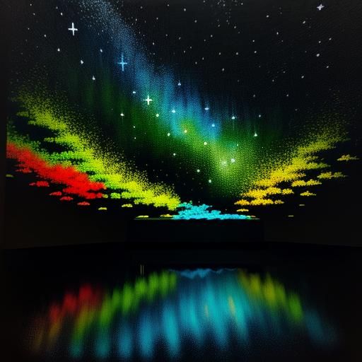 Enlightenment in Darkness: A Hyperrealistic Colorful Scene