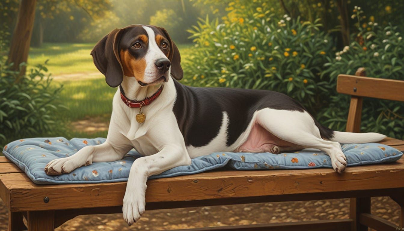 Joyful Treeing Walker Coonhound in Impressionist Style