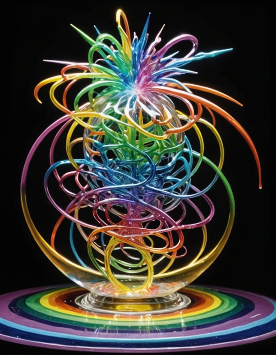 Glass Sculpture Displaying Power with Rainbow Light
