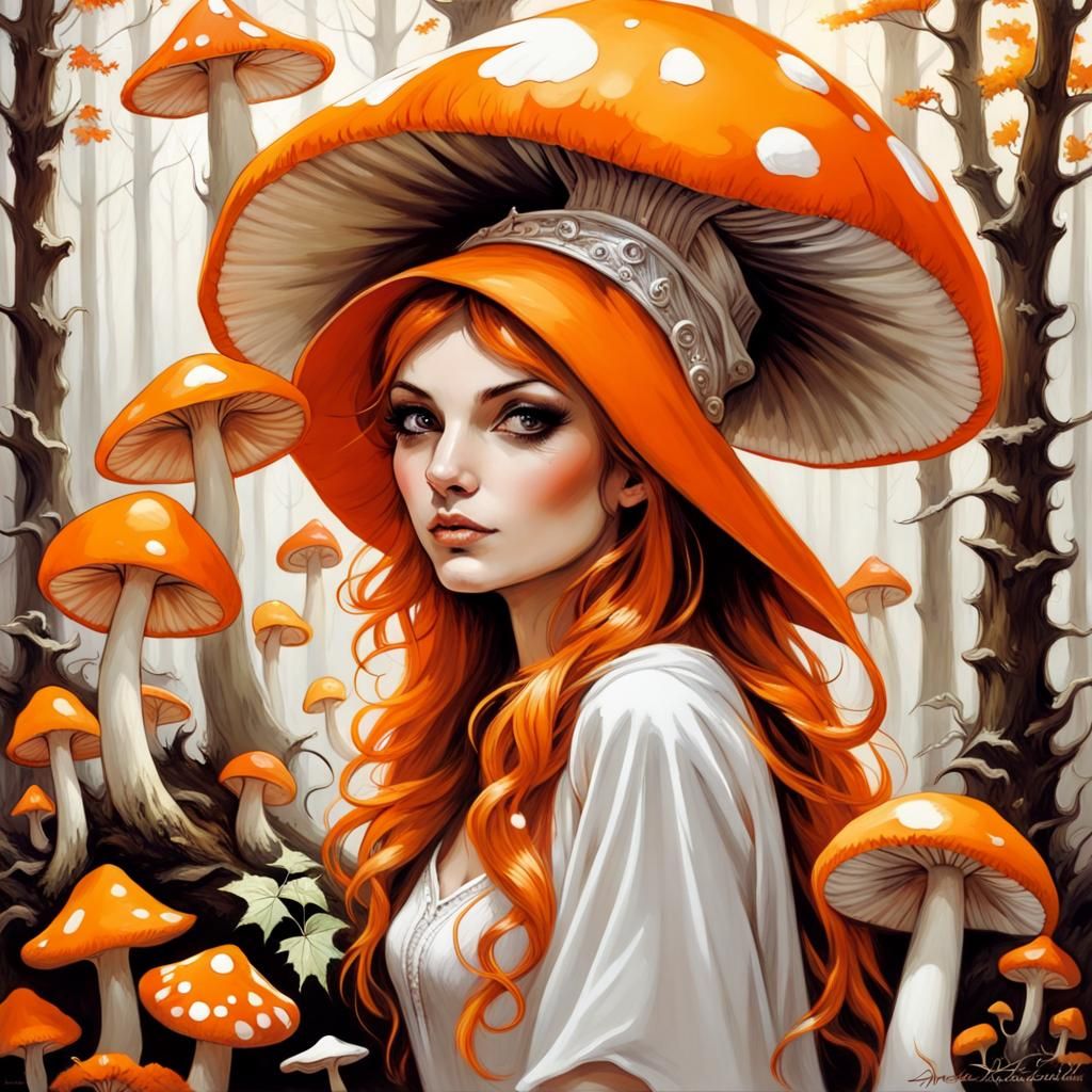 Fairy Jester in Autumn Mushroom Forest
