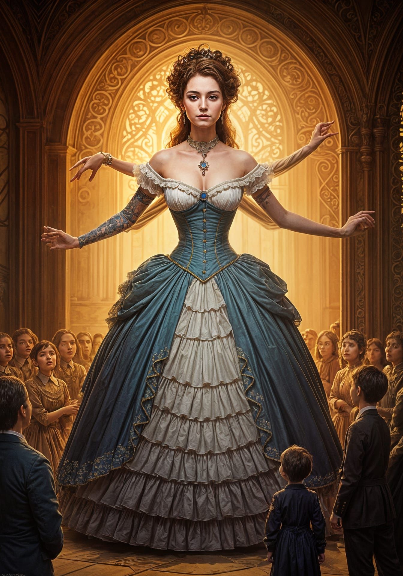 Mutant Woman Hides Among Expectant Onlookers in Vibrant Scen...