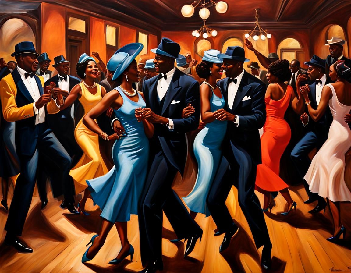 Harlem Rent Party Dancing, Ernie Barnes Style