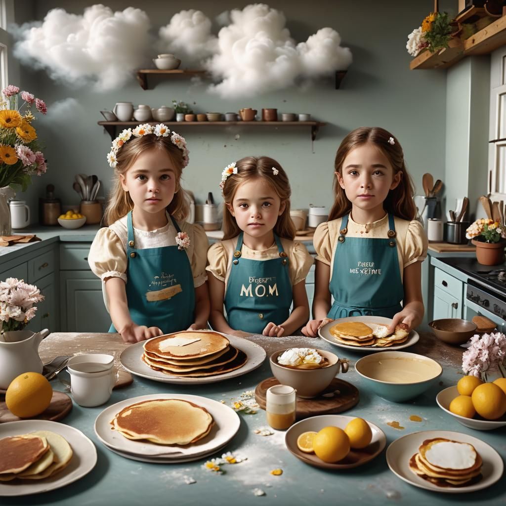 Girls Making Messy Pancakes: Digital Matte Painting