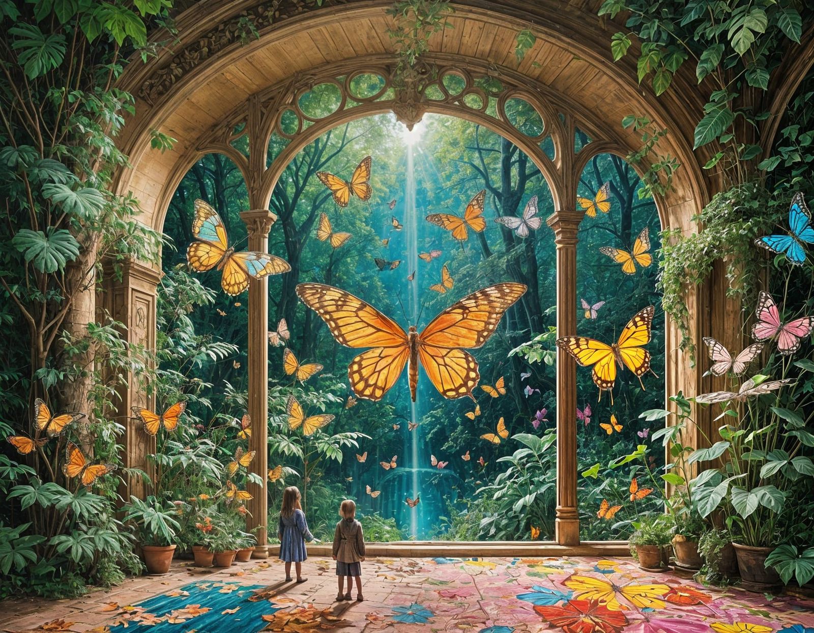 Medieval Fantasy Scene with Elaborate Masks and Hyperdetaile...