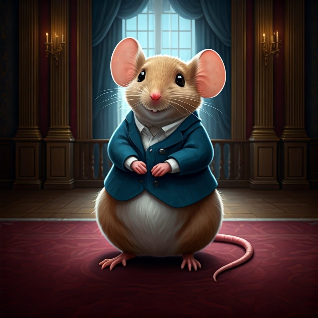 Shy Mouse Ventures into Grand Mansion