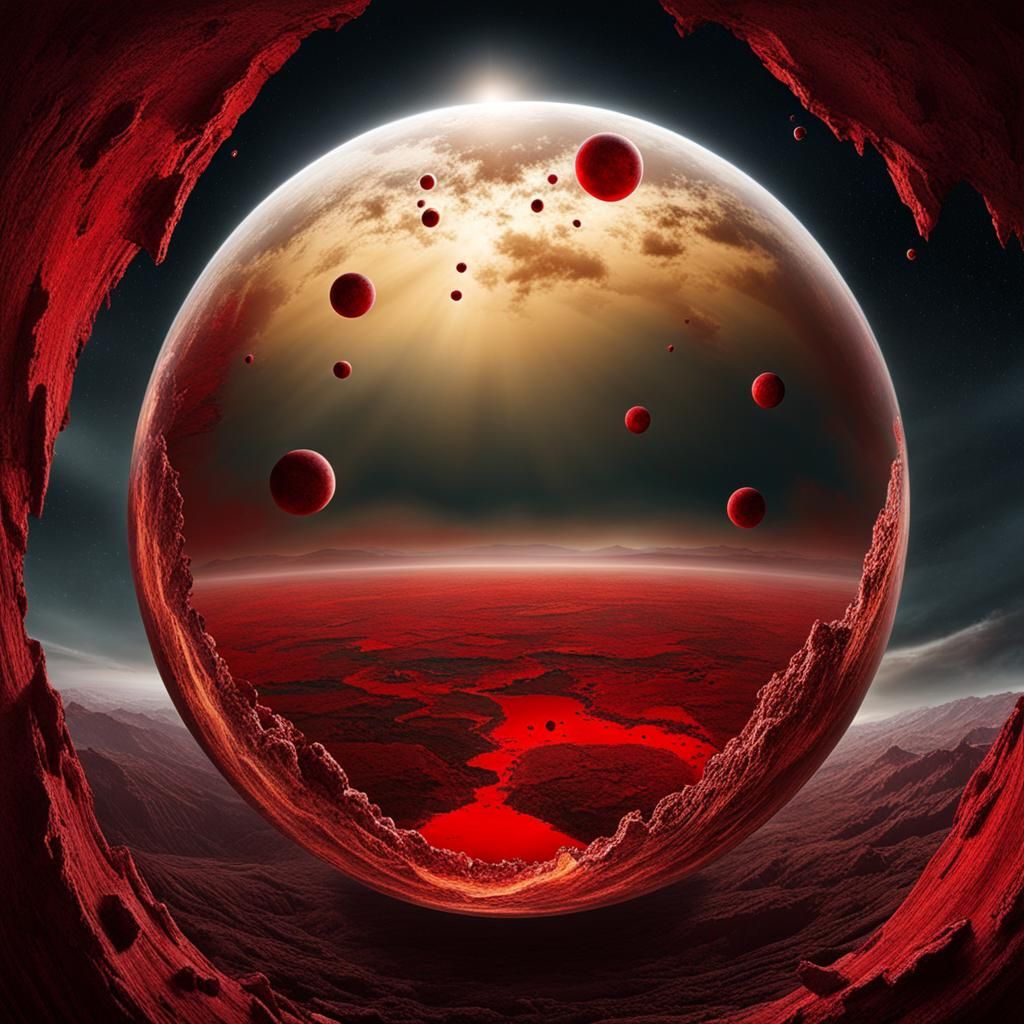 Earth Eye Reflecting Global Conflict