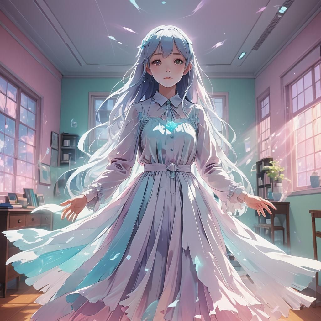 Cute Ghost Girl in Anime Style