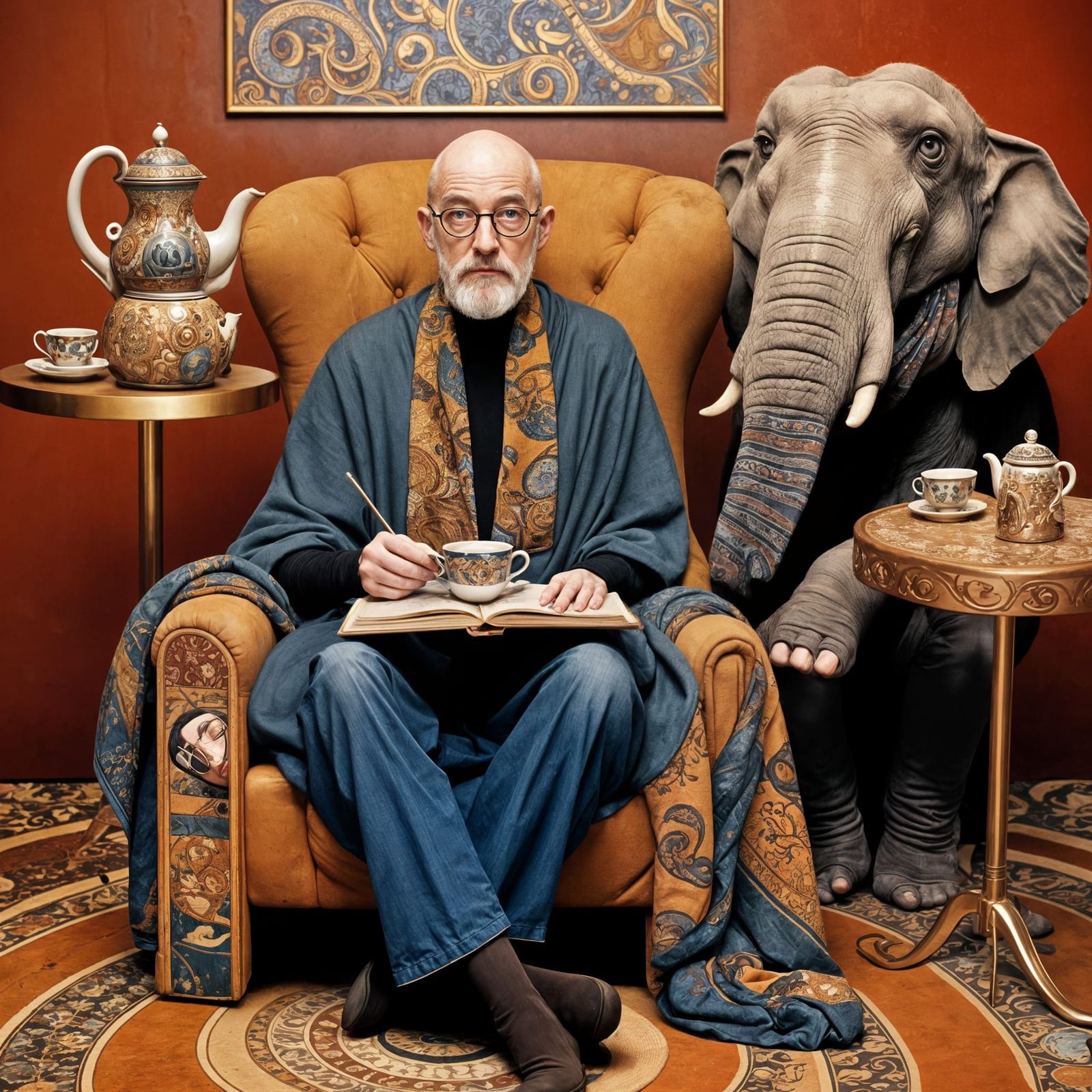 Fantasy Livingroom Scene with Unconventional Guests