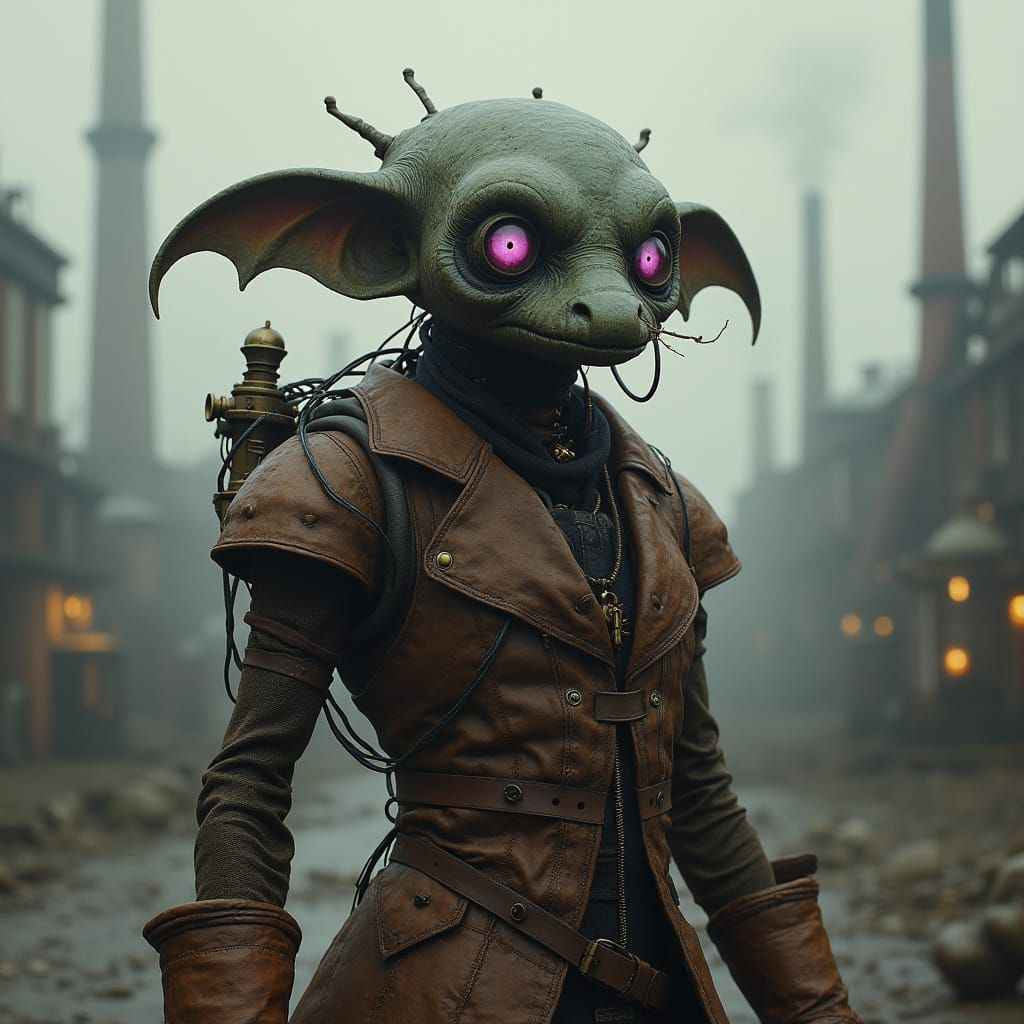 Cybernetic Goblin in Industrial Gothic Victorian Era