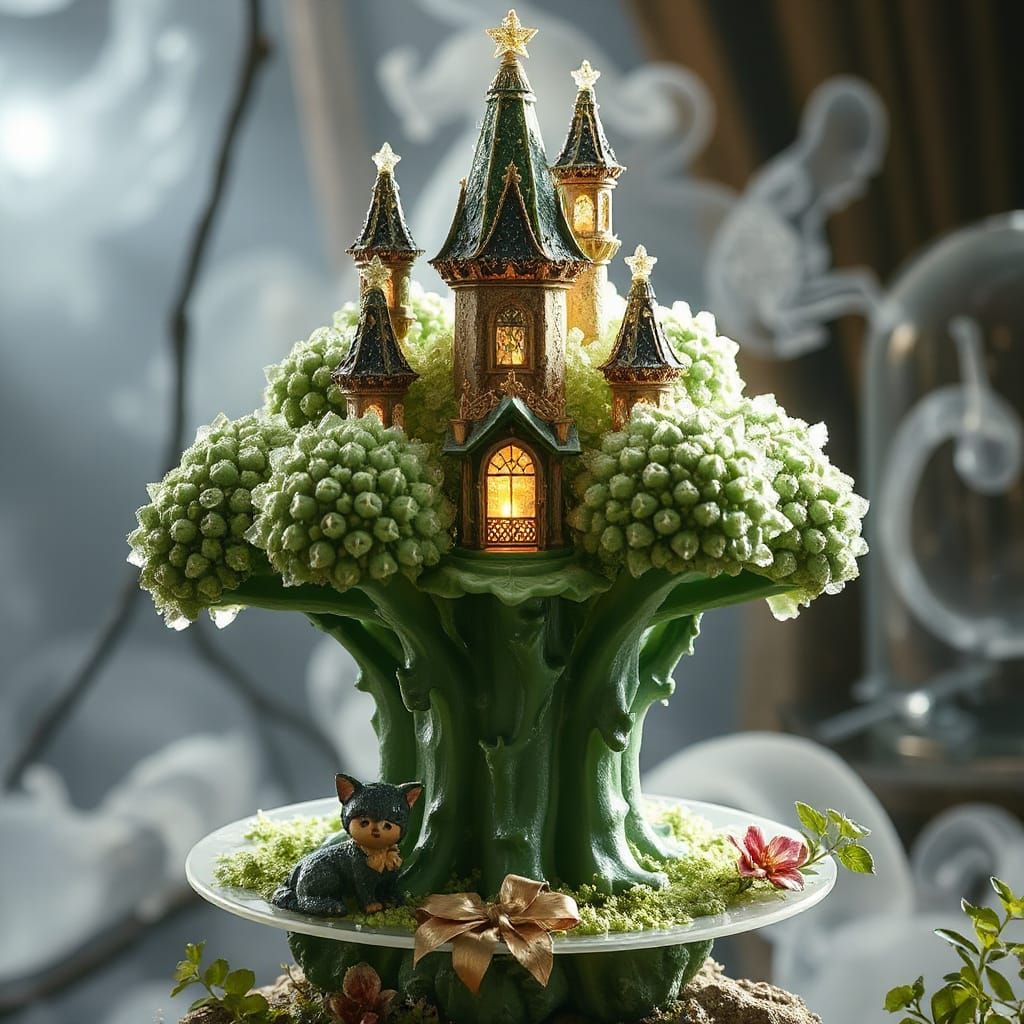 Crystal Broccoli Fairy Castle in Baroque Style