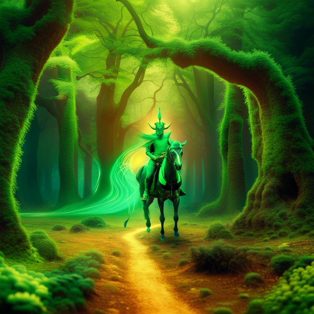 Psychedelic Radiant Green Knight Centaur