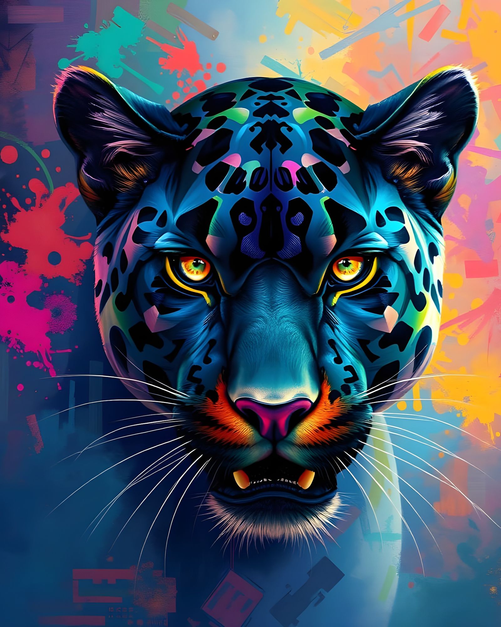 Panther Painting with 100 Vibrant Colors