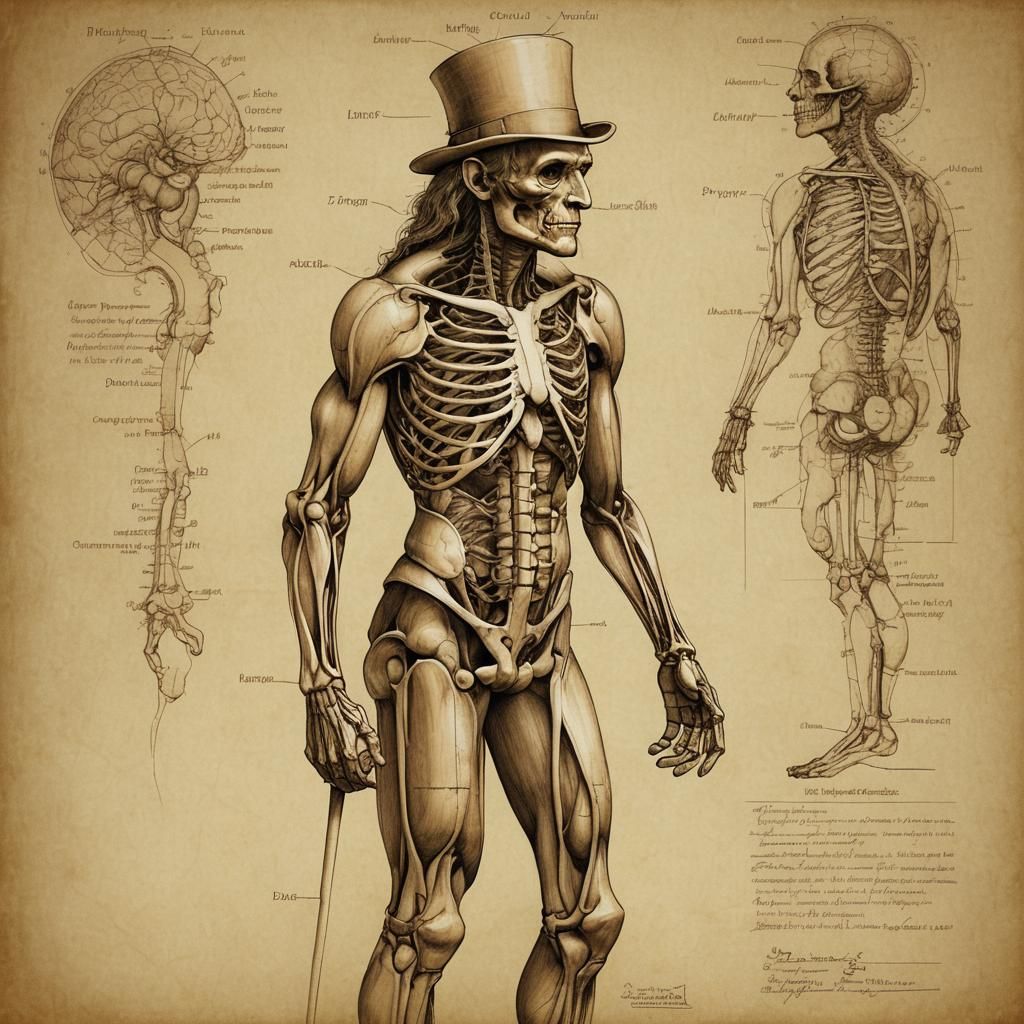 Leprechaun Anatomy Study in Da Vinci Style