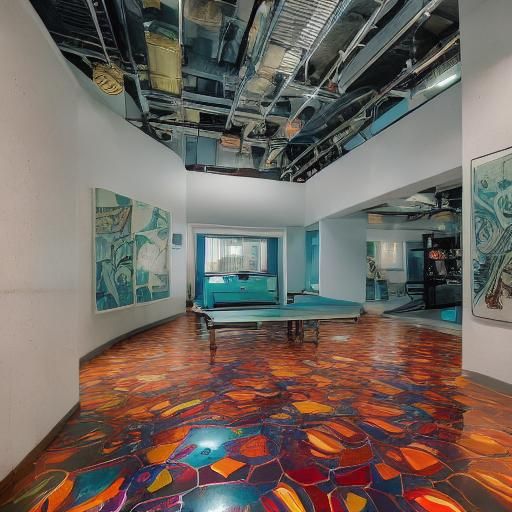 Futuristic Art Deco Room with Geometric Patterns