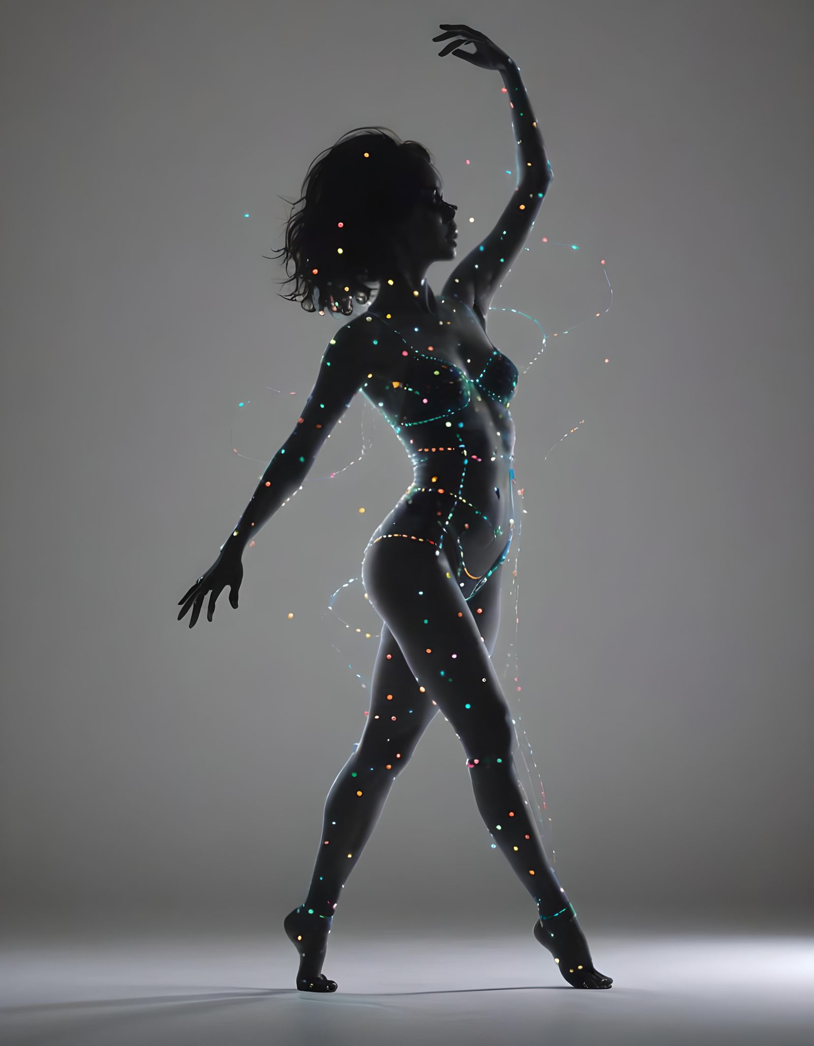 Neon Silhouette Dance: Ultra Long Exposure Photography