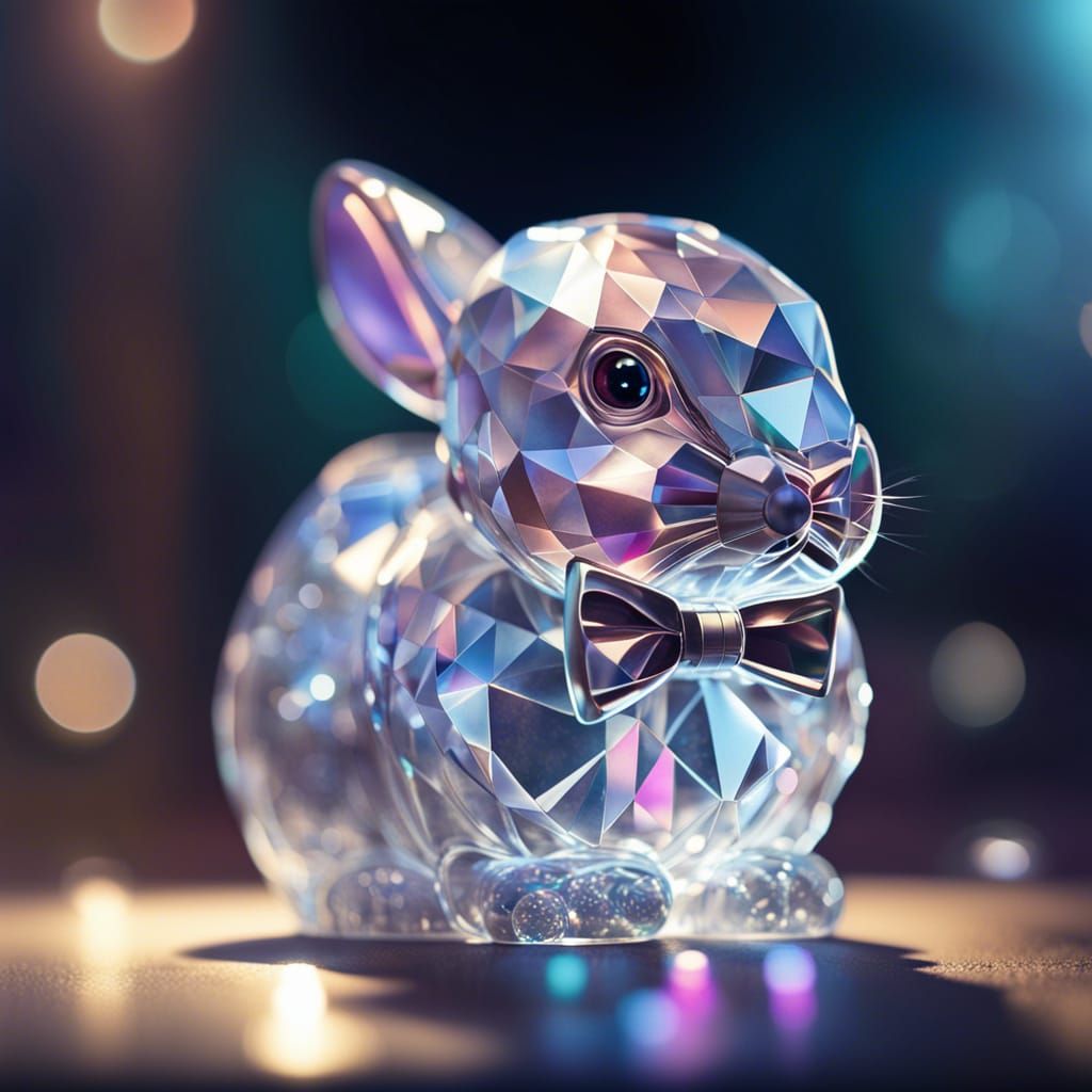 Illuminated Crystal Bunny with Bowtie