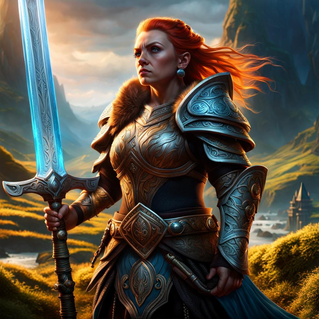 Epic Dwarf Warrior Acrizia with Atlantean Sword