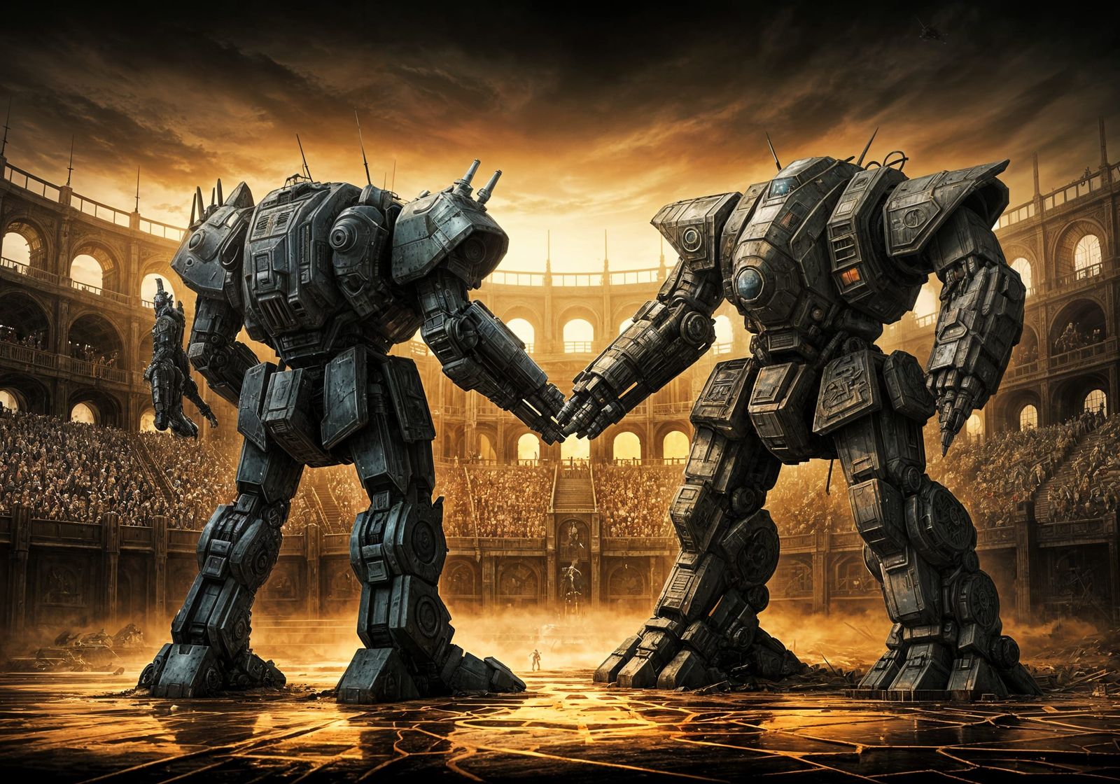 Mecha Battle in Dystopian Coliseum