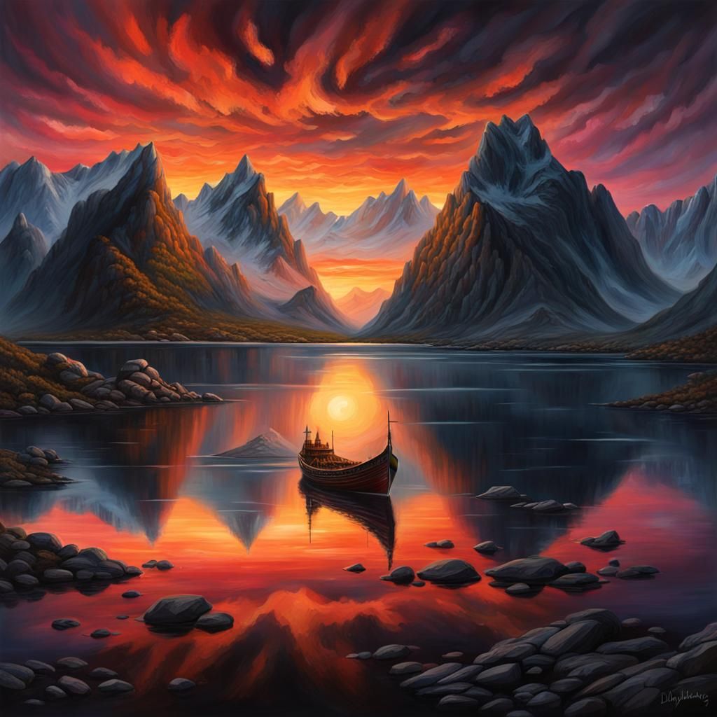 Epic Sunset Over Lofoten Mountain Peaks