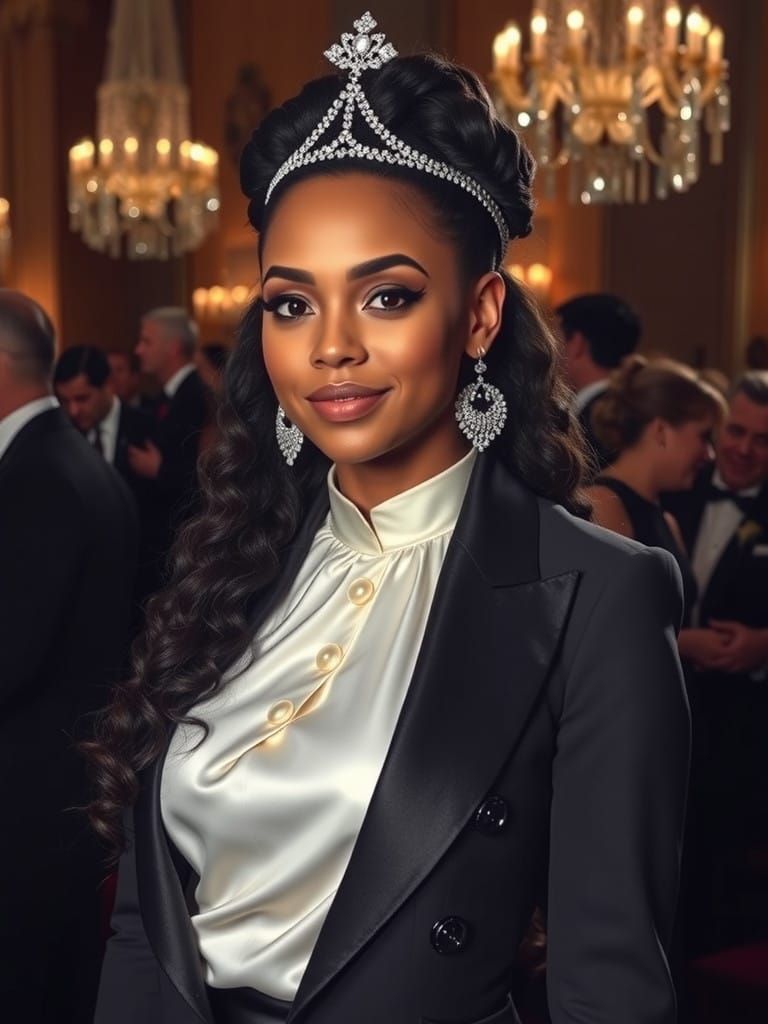 Regal Woman in Haute Couture with a Touch of Vintage Glamour