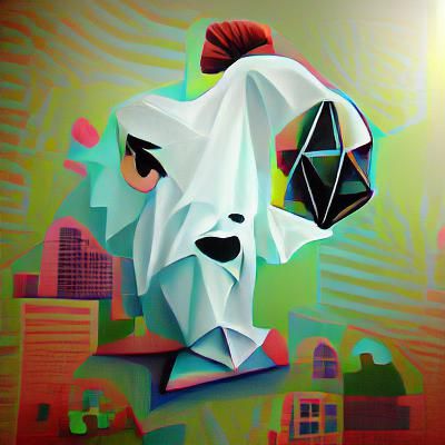Ghost in Low Poly Pop Art Style