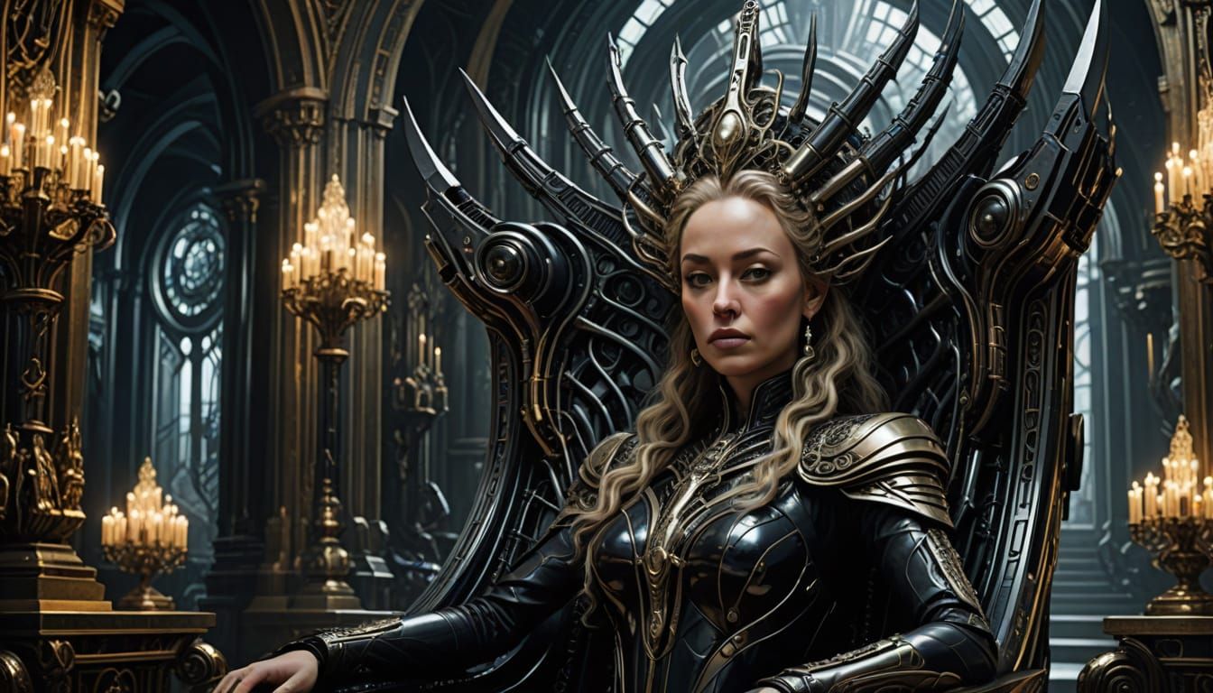 Regal Princess Irulan in Opulent Throne Room, Inspired by H....