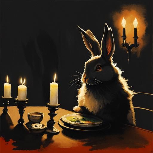 Eerie Dinner: Expressionist Rabbit with Belarusian and Orang...