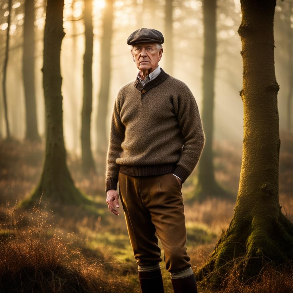 Rustic Portrait of Aristocrat in Misty Woodland Glade