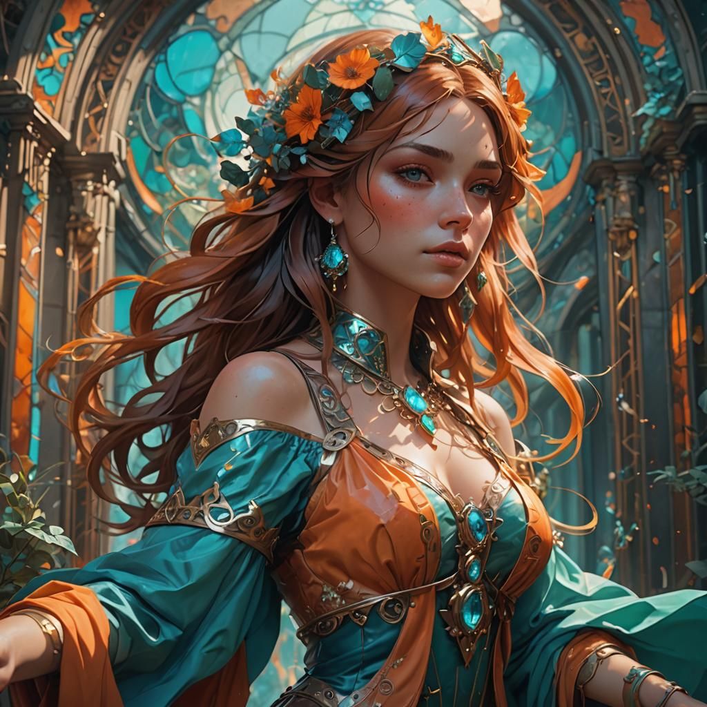 Melancholic Loss: Dynamic Splash Art in Art Nouveau Style