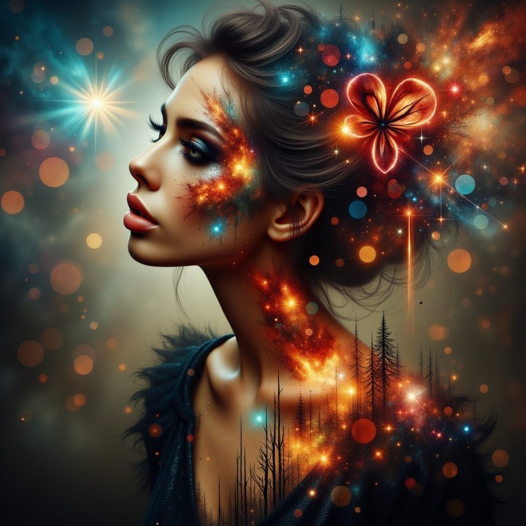 Cyberpunk Goddess Amidst Post-Apocalyptic Radiance