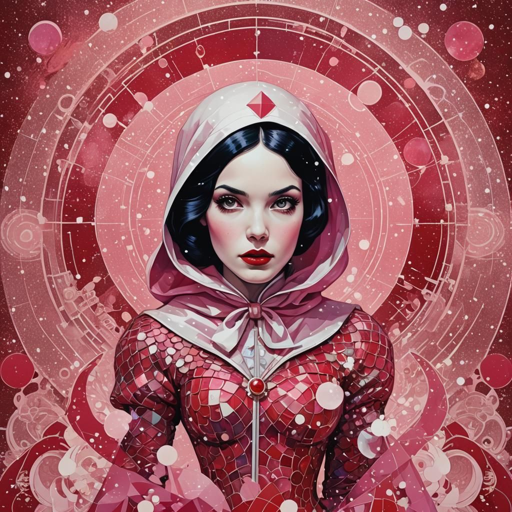 Snow White Space Mermaid in Pop Art Style