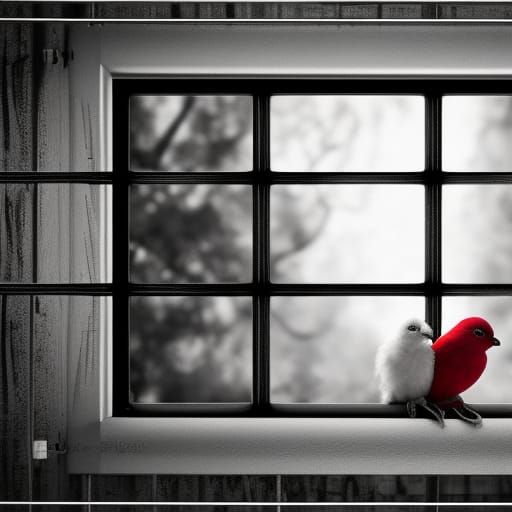 Love Birds in Open Cage, Volumetric Lighting