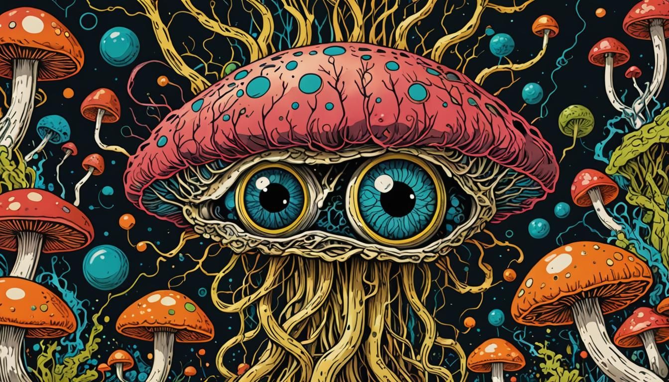 Grotesque Organic Composition in Pop Art Style