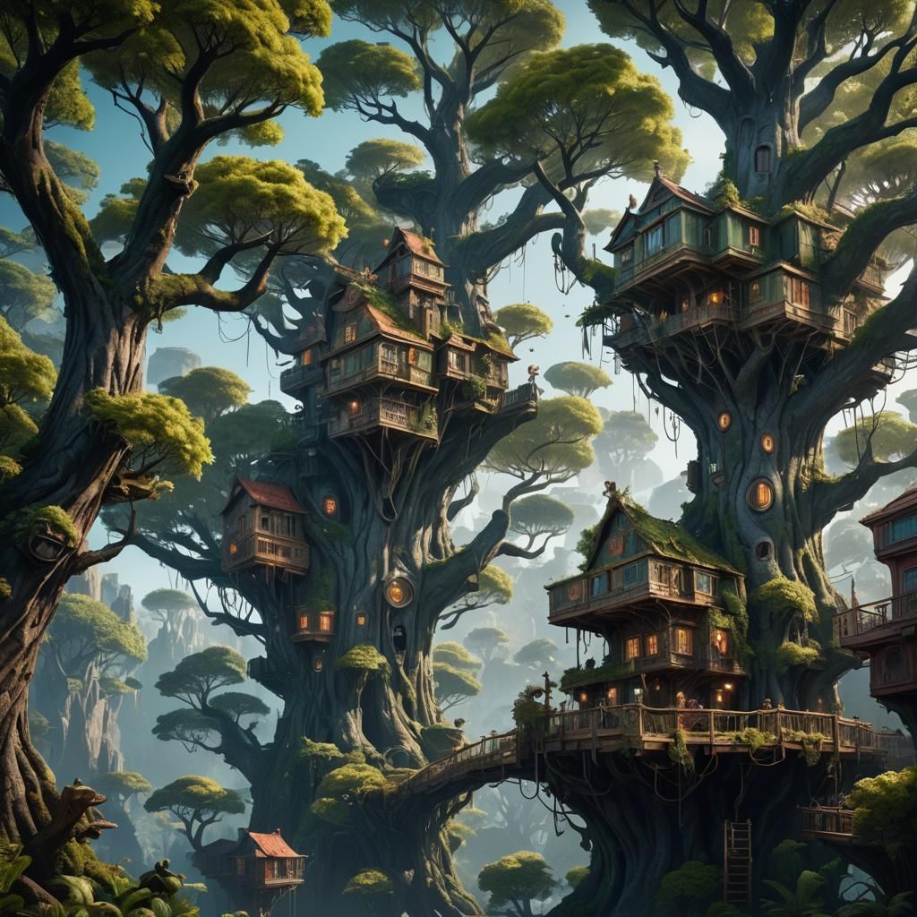 Symbiotic Tree Society: Detailed Matte Painting