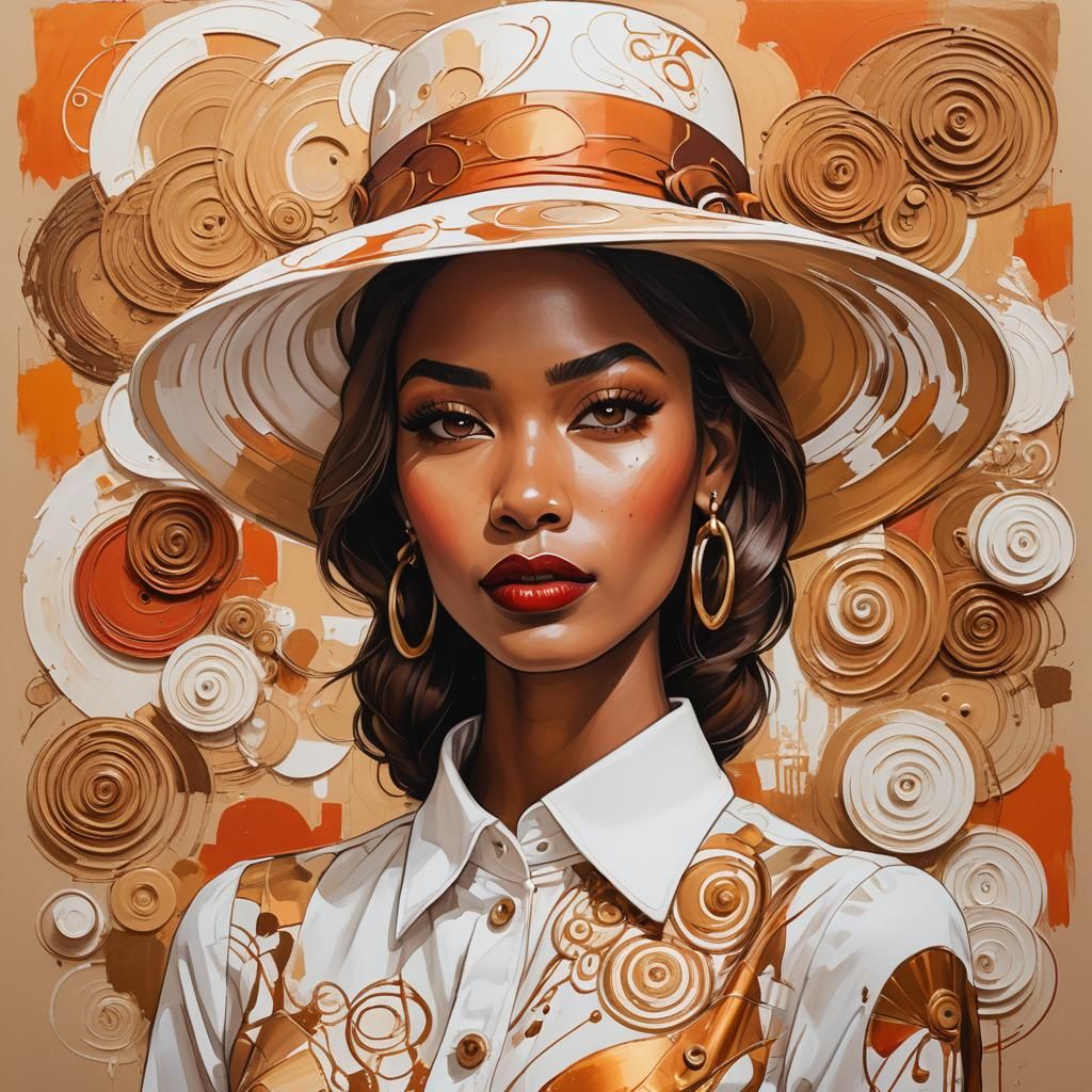 Expressive Sketch of Woman with Oversized Hat