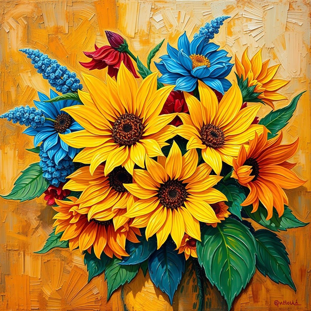 Vibrant Flowers in Thick, Expressive Brushstrokes, a la Van ...