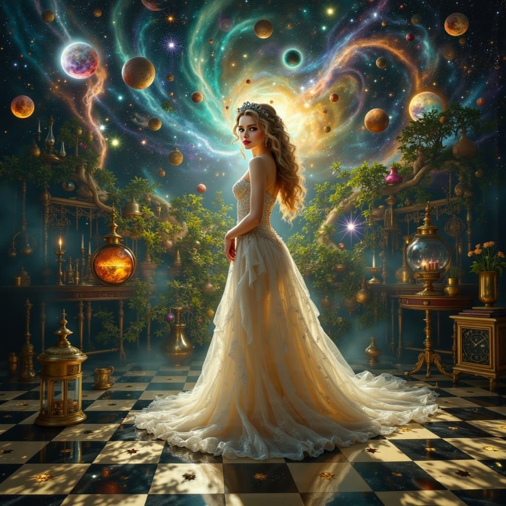 The Enigmatic Queen of Wonderland Reigns on a Celestial Ches...