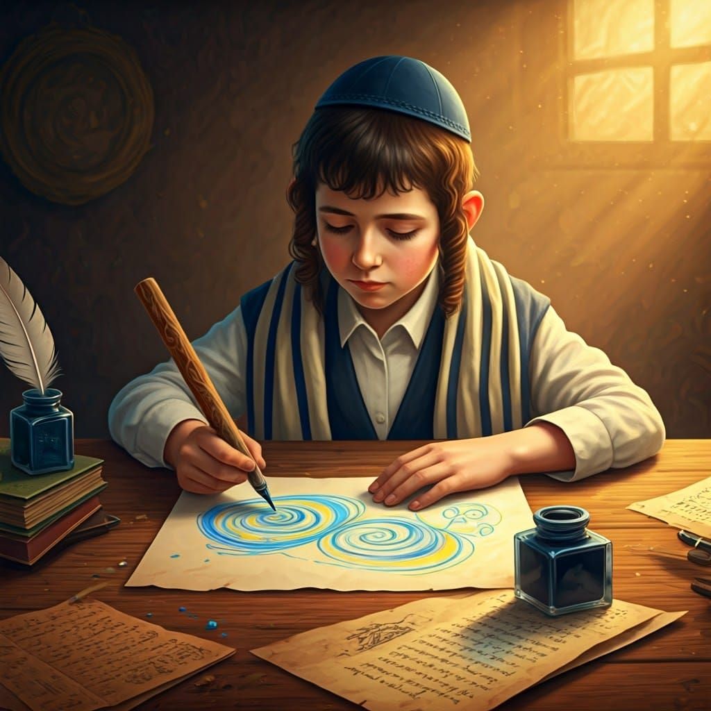 Orthodox Boy Creates Vibrant Art with a Spoon, Shimmering wi...