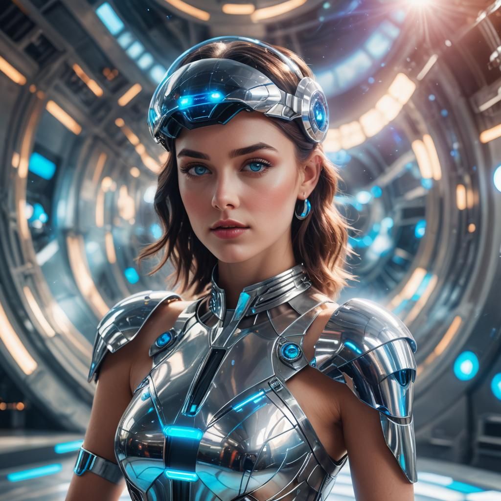 Futuristic Brunette with Visor and Jewelry